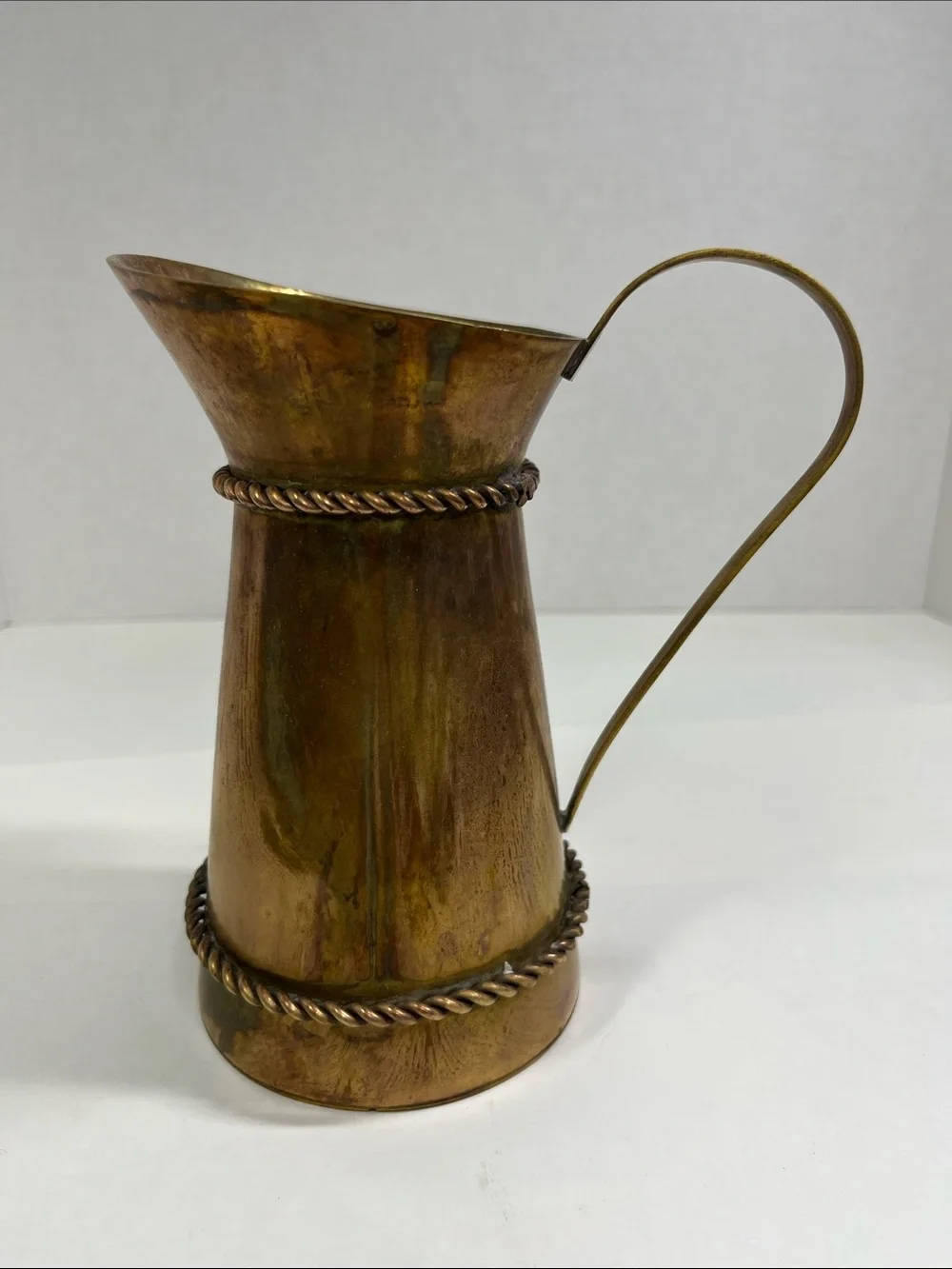 Brass-Tone Decorative Pitcher Vase - Rustic Copper Finish